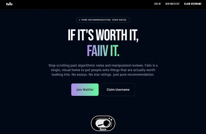Faiiv landing page screenshot