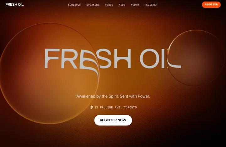 Fresh Oil Conference website homepage screenshot